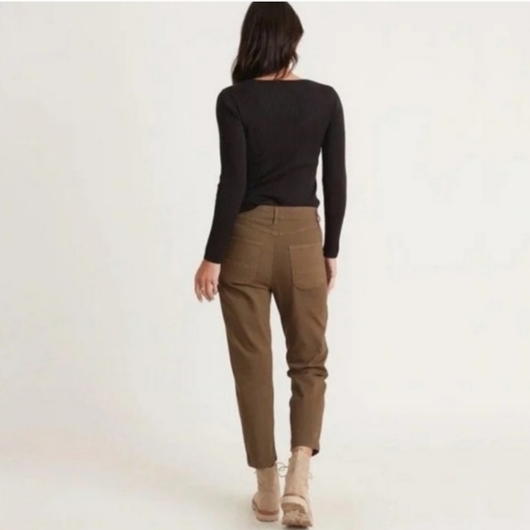 Marine Layer Maya Slim Straight Utility Pant In Olive 4 - Picture 5 of 13